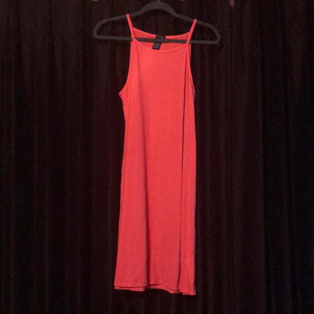 Bright Pink High Collared Dress